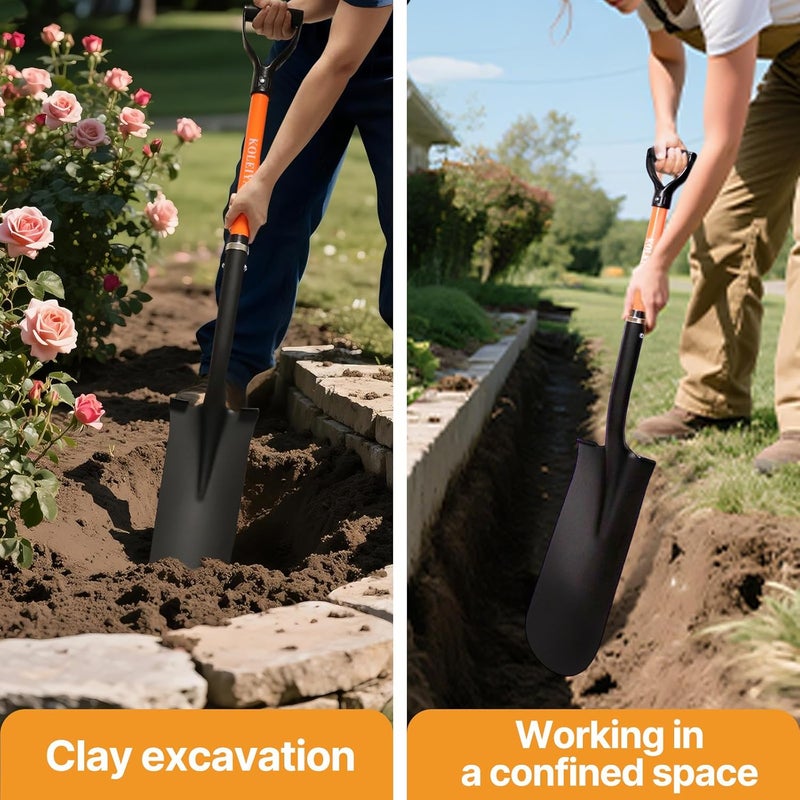 KOLEIYA 45-Inch Heavy Duty Orange Fiberglass Handle Drain Spade Shovel.Sharp Shooter Digging Shovel for Gardening,Planting and Trenching.Durable Spade Shovel for Heavy Duty Digging and Drainage - Image 3